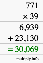 How to calculate 771 times 39 using long multiplication