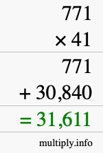 How to calculate 771 times 41 using long multiplication