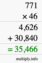 How to calculate 771 times 46 using long multiplication