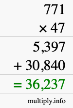 How to calculate 771 times 47 using long multiplication