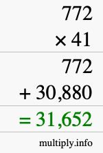 How to calculate 772 times 41 using long multiplication