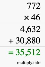 How to calculate 772 times 46 using long multiplication