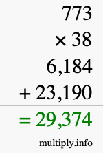 How to calculate 773 times 38 using long multiplication