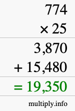 How to calculate 774 times 25 using long multiplication How to calculate 774 times 25 using long multiplication