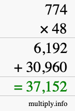 How to calculate 774 times 48 using long multiplication How to calculate 774 times 48 using long multiplication