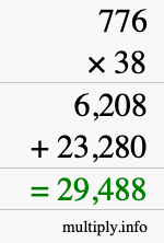 How to calculate 776 times 38 using long multiplication