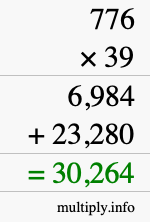 How to calculate 776 times 39 using long multiplication