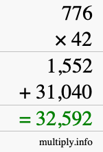 How to calculate 776 times 42 using long multiplication