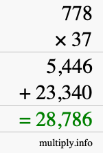 How to calculate 778 times 37 using long multiplication
