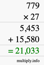 How to calculate 779 times 27 using long multiplication