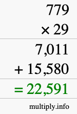 How to calculate 779 times 29 using long multiplication