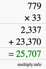 How to calculate 779 times 33 using long multiplication