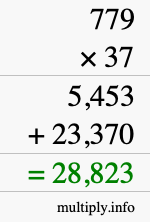 How to calculate 779 times 37 using long multiplication