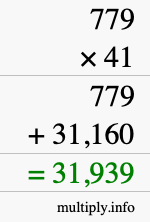 How to calculate 779 times 41 using long multiplication