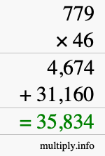 How to calculate 779 times 46 using long multiplication