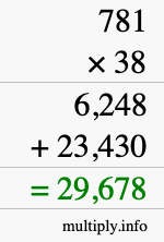 How to calculate 781 times 38 using long multiplication