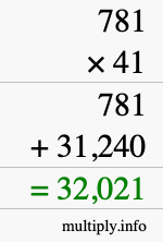 How to calculate 781 times 41 using long multiplication