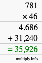 How to calculate 781 times 46 using long multiplication