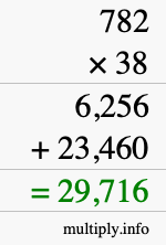 How to calculate 782 times 38 using long multiplication