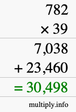 How to calculate 782 times 39 using long multiplication