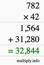 How to calculate 782 times 42 using long multiplication
