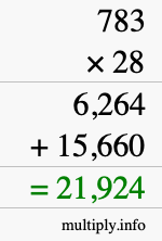 How to calculate 783 times 28 using long multiplication How to calculate 783 times 28 using long multiplication