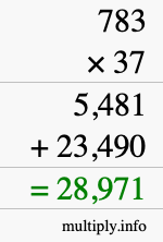 How to calculate 783 times 37 using long multiplication
