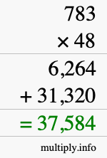 How to calculate 783 times 48 using long multiplication