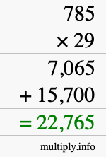 How to calculate 785 times 29 using long multiplication