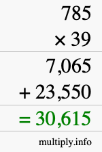 How to calculate 785 times 39 using long multiplication