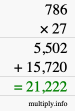 How to calculate 786 times 27 using long multiplication
