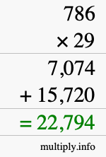 How to calculate 786 times 29 using long multiplication