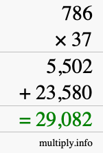 How to calculate 786 times 37 using long multiplication
