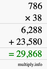 How to calculate 786 times 38 using long multiplication