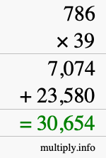 How to calculate 786 times 39 using long multiplication