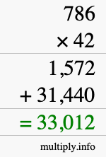 How to calculate 786 times 42 using long multiplication