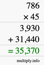 How to calculate 786 times 45 using long multiplication