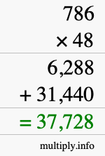 How to calculate 786 times 48 using long multiplication