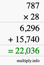 How to calculate 787 times 28 using long multiplication How to calculate 787 times 28 using long multiplication