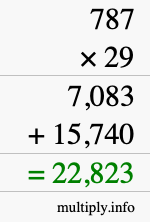 How to calculate 787 times 29 using long multiplication