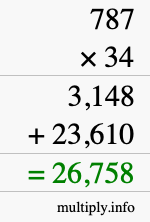 How to calculate 787 times 34 using long multiplication How to calculate 787 times 34 using long multiplication