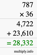 How to calculate 787 times 36 using long multiplication How to calculate 787 times 36 using long multiplication