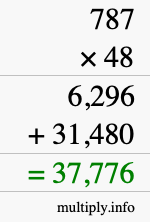 How to calculate 787 times 48 using long multiplication