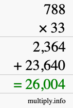 How to calculate 788 times 33 using long multiplication