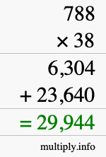 How to calculate 788 times 38 using long multiplication