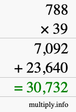 How to calculate 788 times 39 using long multiplication