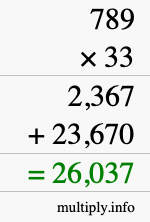 How to calculate 789 times 33 using long multiplication