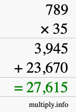How to calculate 789 times 35 using long multiplication