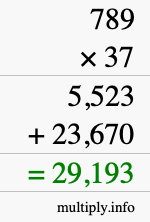 How to calculate 789 times 37 using long multiplication