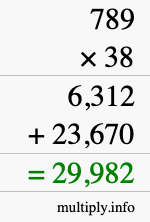 How to calculate 789 times 38 using long multiplication
